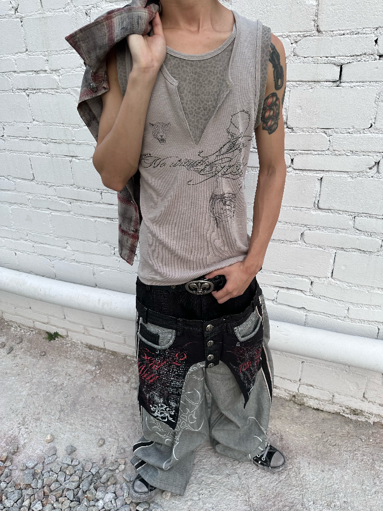 Drunk Riff Leopard Print Vest【s0000016969】