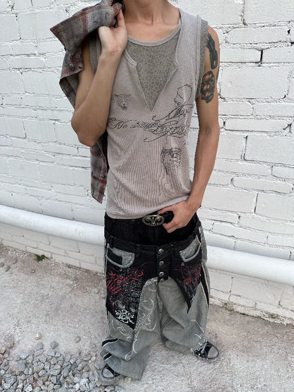 Drunk Riff Leopard Print Vest【s0000016969】