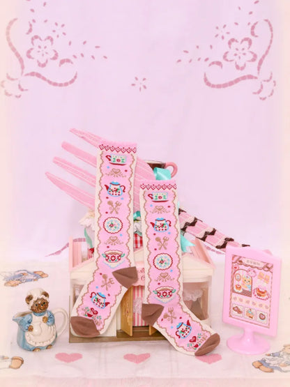 Lace Pink Versatile Mid-Calf Socks【s0000014165】
