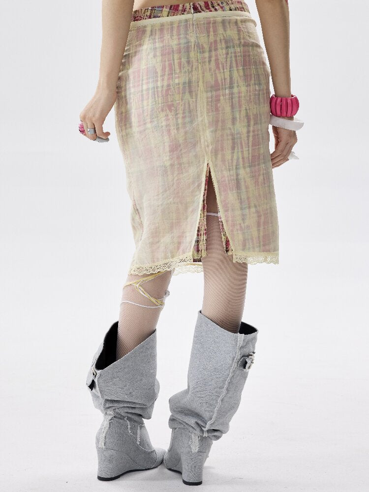 Double Waist Plaid Cutout Skirt【s0000017646】