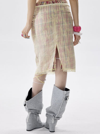 Double Waist Plaid Cutout Skirt【s0000017646】