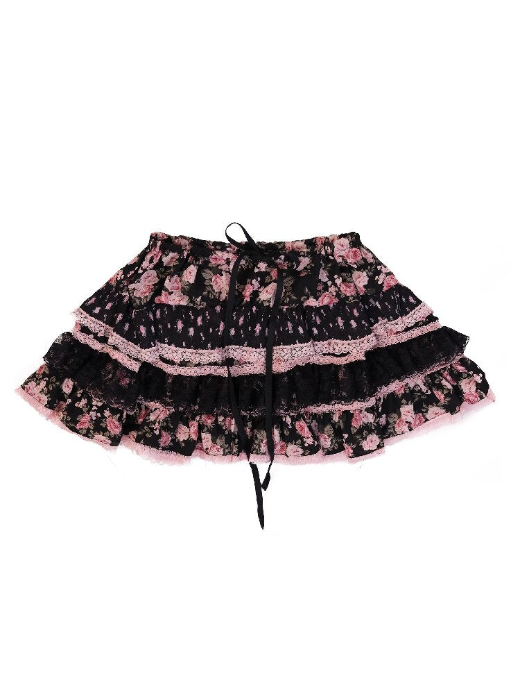 Floral Wrinkled Cake Lace Dress【s0000017141】