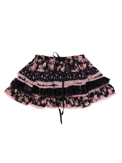 Floral Wrinkled Cake Lace Dress【s0000017141】