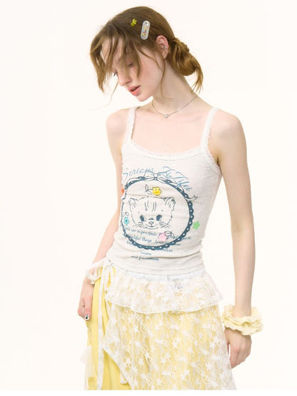 Cat Printed Outer Top【s0000012248】