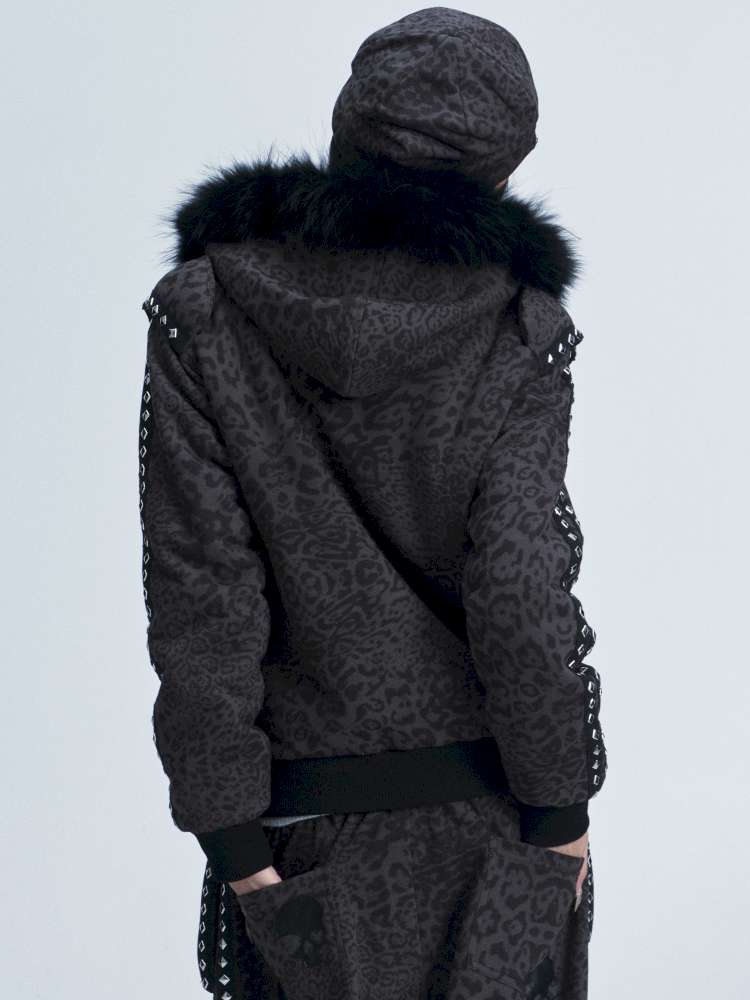 Leopard Print Plush Hooded Slacks Set【s0000014663】