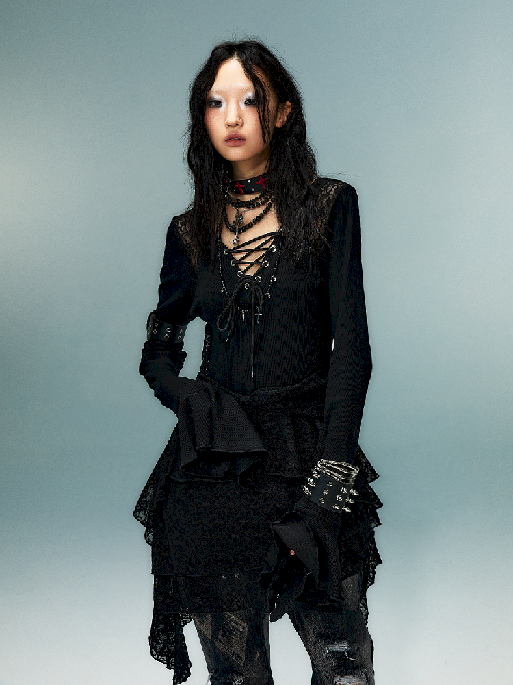 Irregular Skinny Ruffle Dress【s0000011478】