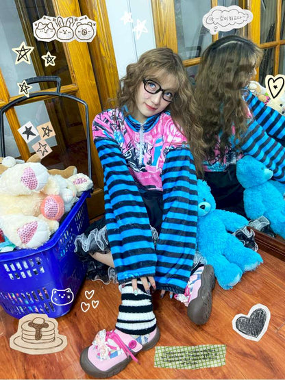 Striped Patchwork Plush Sweater【s0000015054】