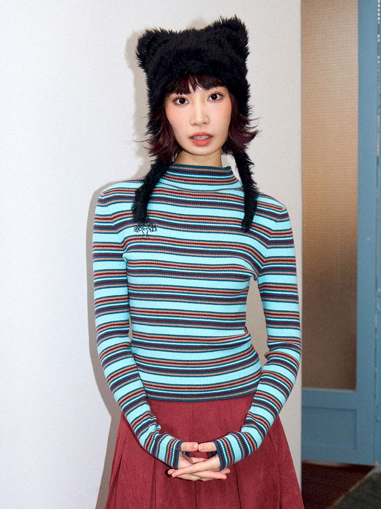 Retro Slim Striped Long Sleeve T-Shirt【s0000011637】