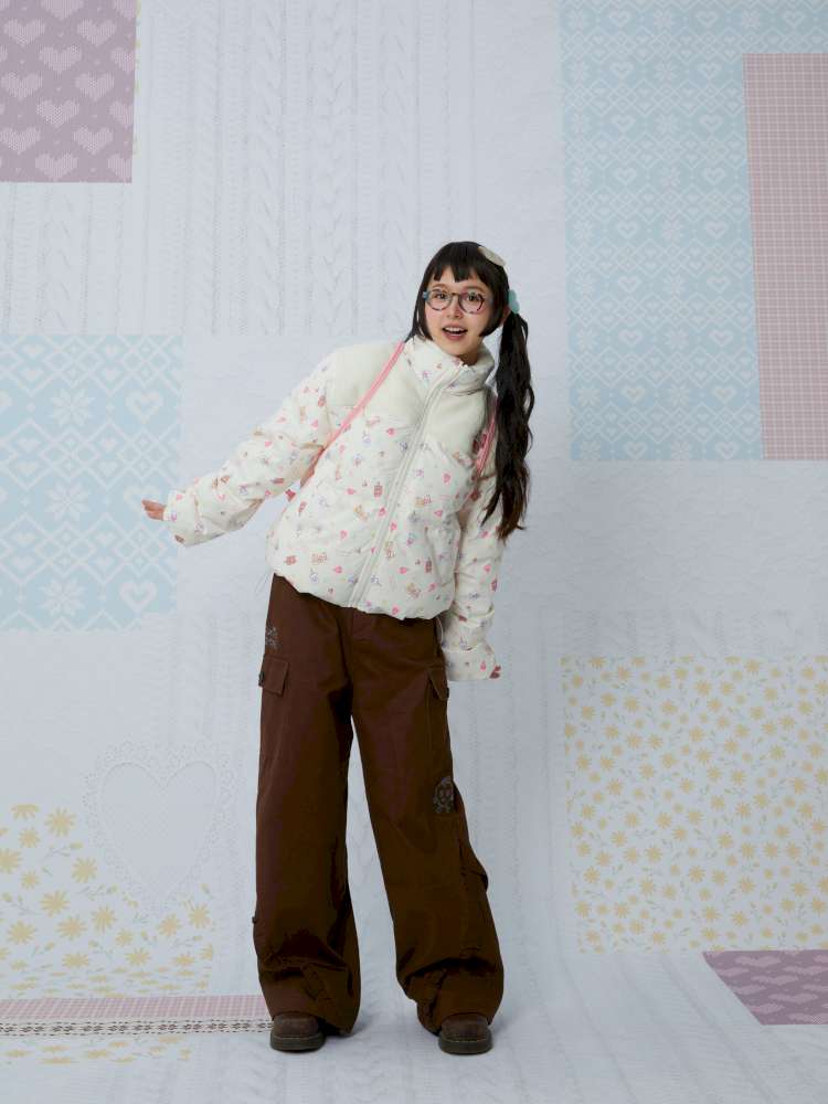 Print Patchwork Warm Down Jacket【s0000015038】