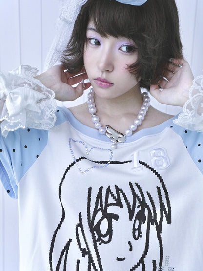 Blue White Pixel Pleated Dress【s0000016546】