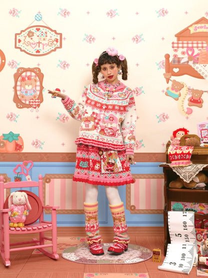 Red Fair Island Bear Lace Skirt【s0000015571】