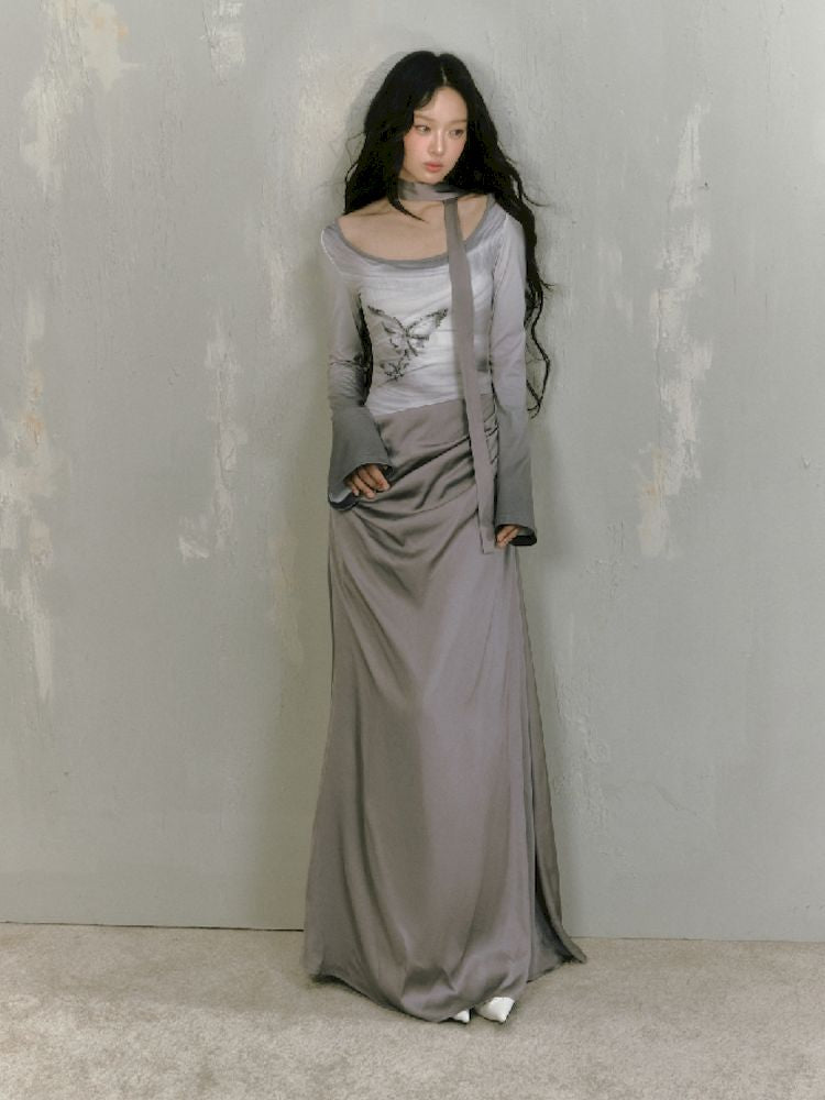 Gray Long Sleeve Dress [S0000010019]