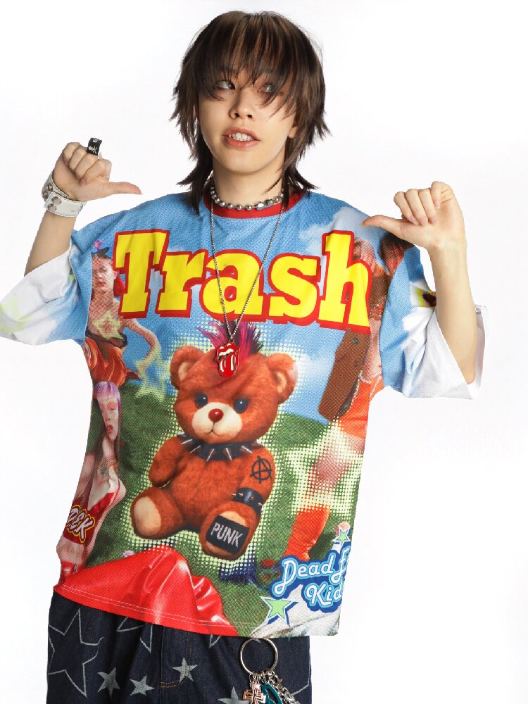 American Card Bear Print T-shirt【s0000015886】