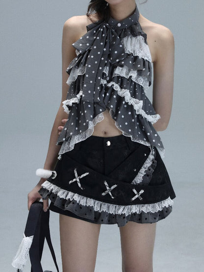 Leather Splicing Polka Dot Skirt【s0000016720】