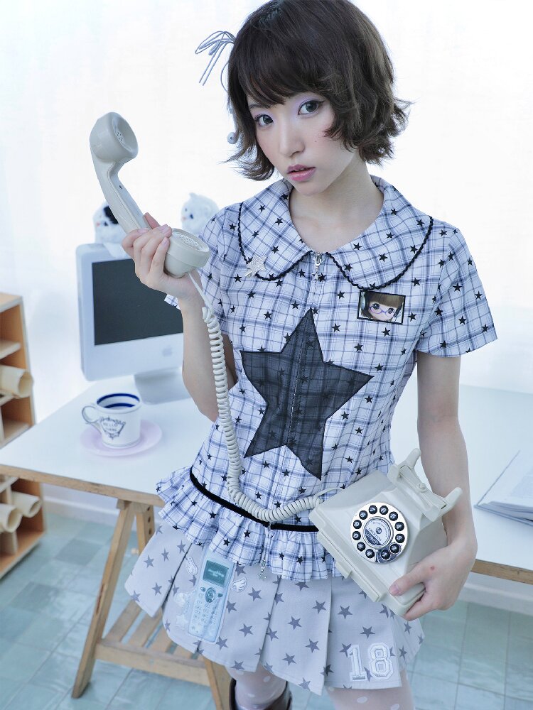 Pleated Star Pattern Mini Skirt【s0000017128】