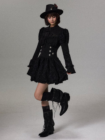 Sleeve Waist Cinching A Line Dress【s0000018489】