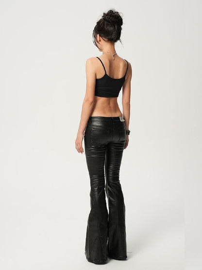 Glossy Coated Zipper Flared Pants【s0000017471】