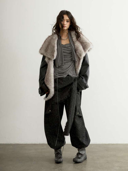 Detachable Fur Collar PU Jacket【s0000015196】