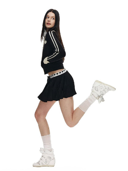 Love Waist Pleated A-Line Skirt【s0000015855】