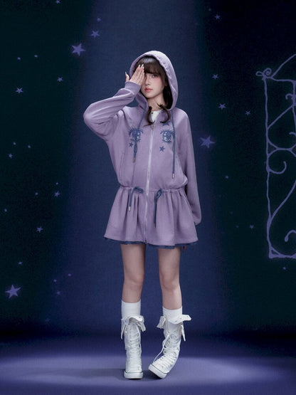 Purple Comic Eye Sweatshirt Dress【s0000015439】