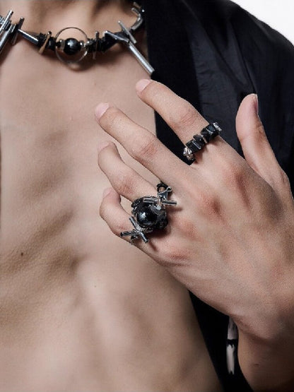 Handmade Beaded Heavy Titanium Ring【s0000018894】