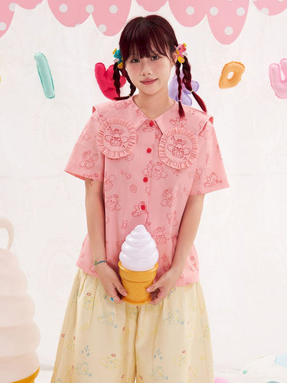 Animal Angel Bunny Collar Pink Shirt【s0000013190】