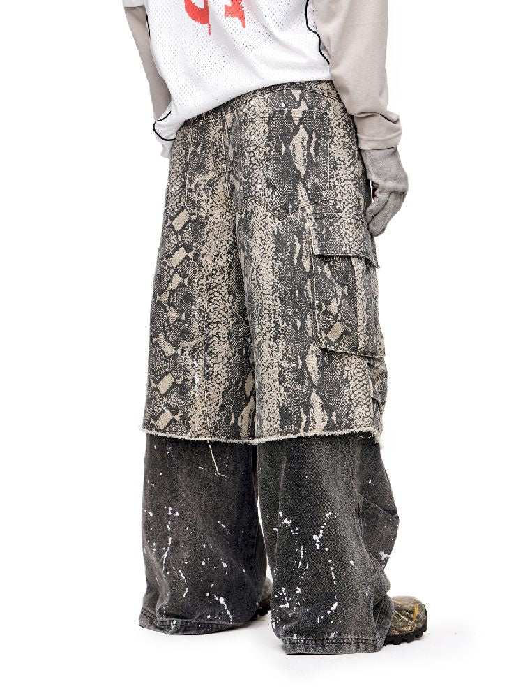 Splash Ink Washed Straight Leg Work Pants【s0000011692】