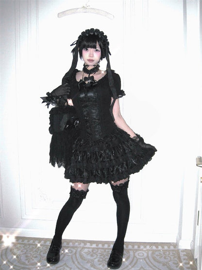 Black Lace Top And Skirt Set【s0000016391】