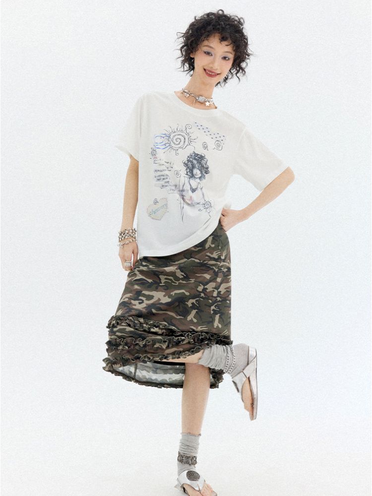 Camouflage A-line skirt【s0000012958】