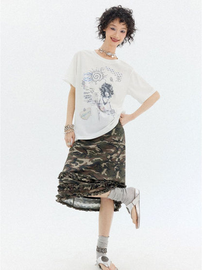 Camouflage A-line skirt【s0000012958】