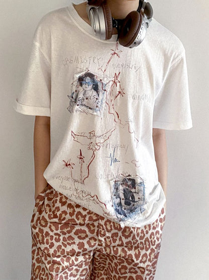 Loose short-sleeved splicing wind top【s0000012277】