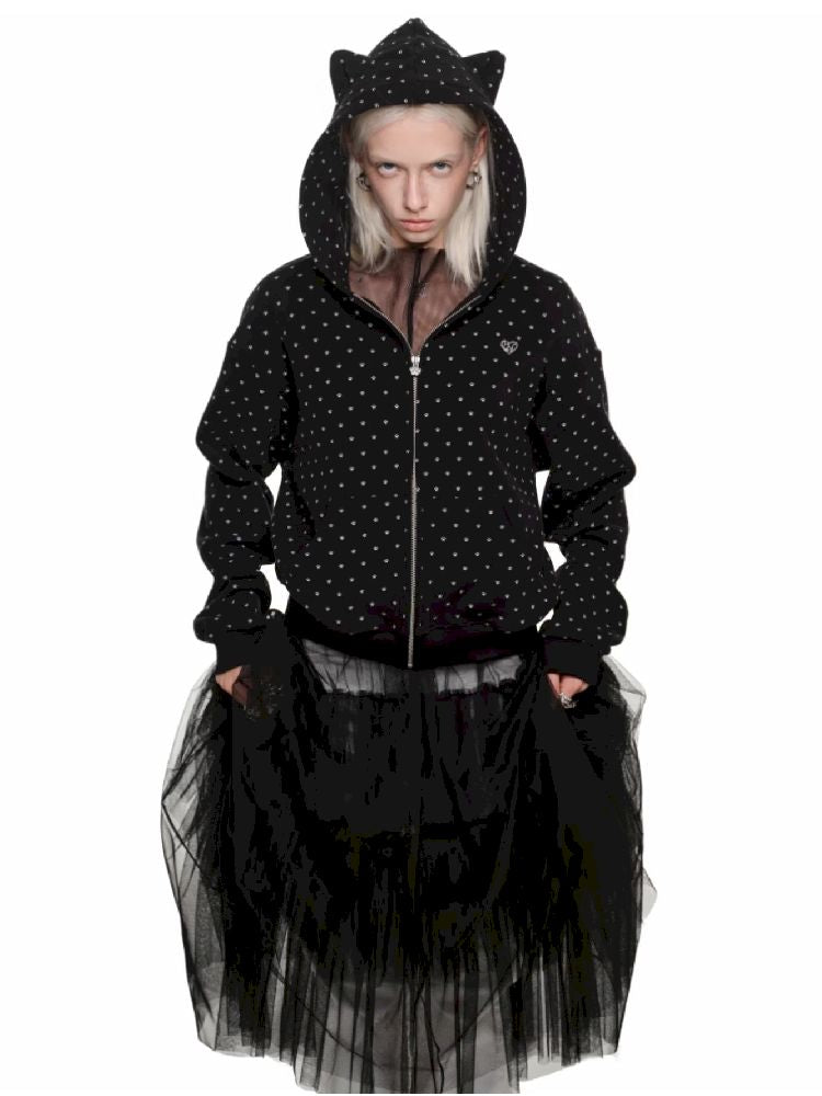 Cat Ears Hooded Cardigan Sweatshirt【s0000011580】