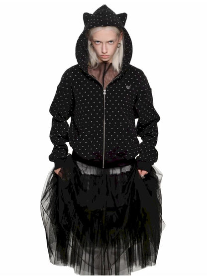 Cat Ears Hooded Cardigan Sweatshirt【s0000011580】