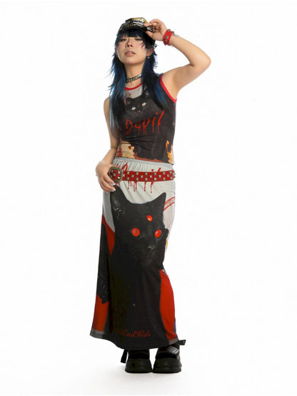 Y2K Stretch Casual Halter Long Skirt【s0000013521】