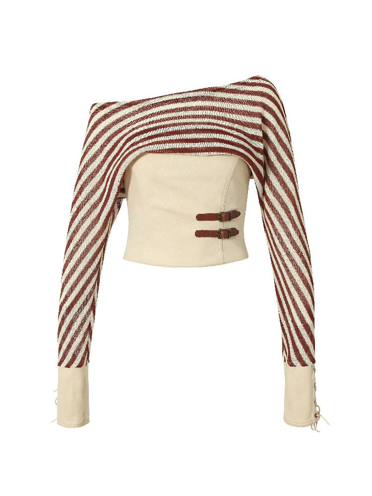 One Neck Tie Long Sleeve Short Top【s0000011832】