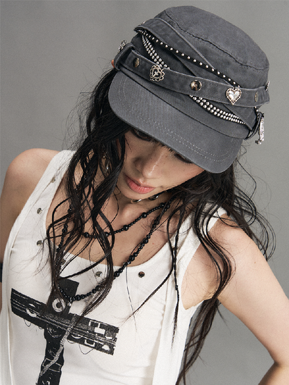 Distressed Metal Equestrian Cap【s0000017526】
