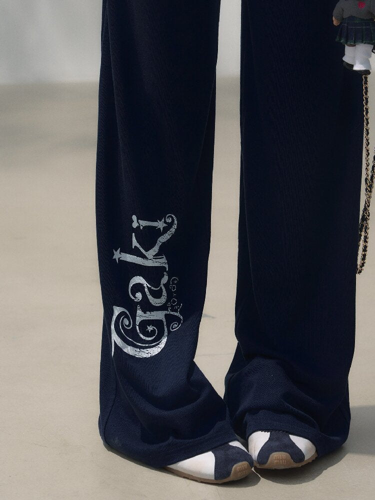 Navy Blue Wool Patchwork Pants【s0000019258】