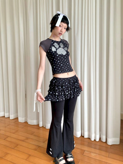 Love Cat Paw Print Cake Skirt Pants [S0000009272]