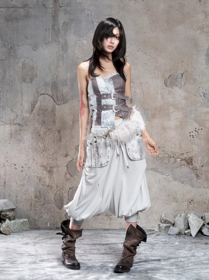 Cropped Wide-Leg Pocket Skirt【s0000014137】