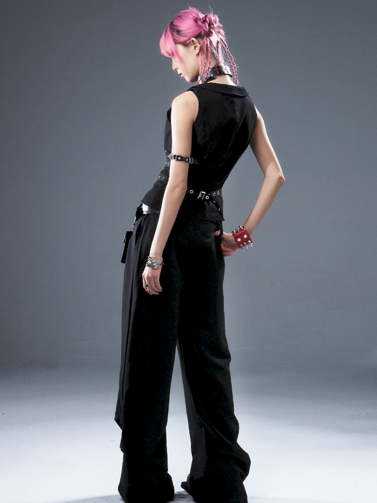 Punk Metal Slim-Fit Waist-Defining Vest【s0000012939】