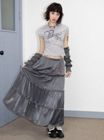High waist thin a-line skirt【s0000012281】