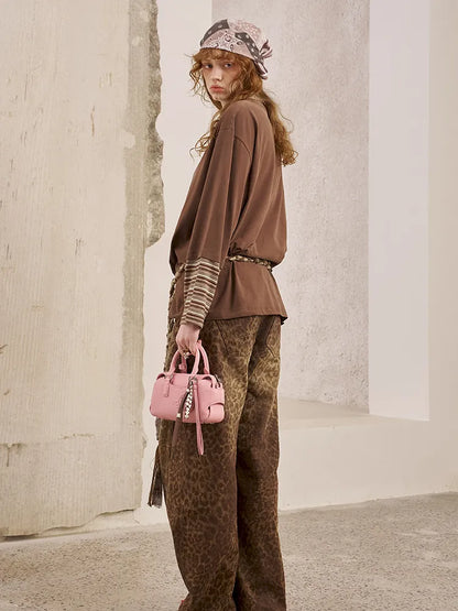 Patchwork Oversized Long-Sleeve T-Shirt【s0000014044】