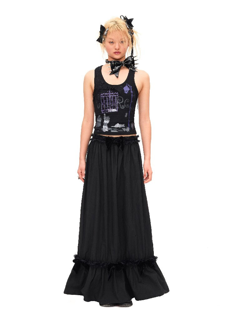 Velvet Bow Pleated Maxi Skirt【s0000016499】