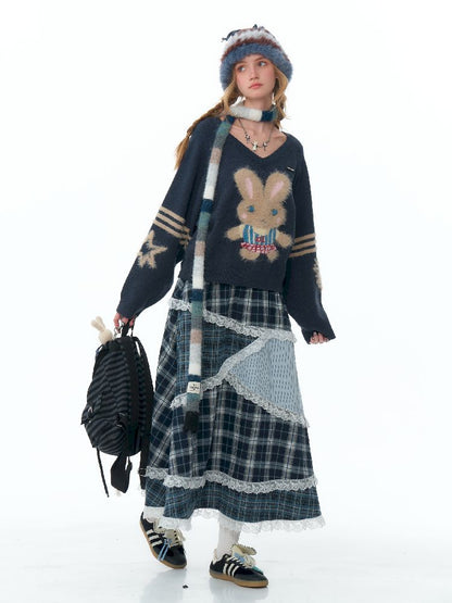 V- 넥 소프트 어두운 회색 스웨터 [S0000011496]