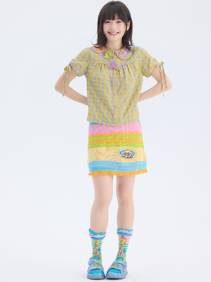 Animal Embroidered Doll Collar Shirt【s0000017695】