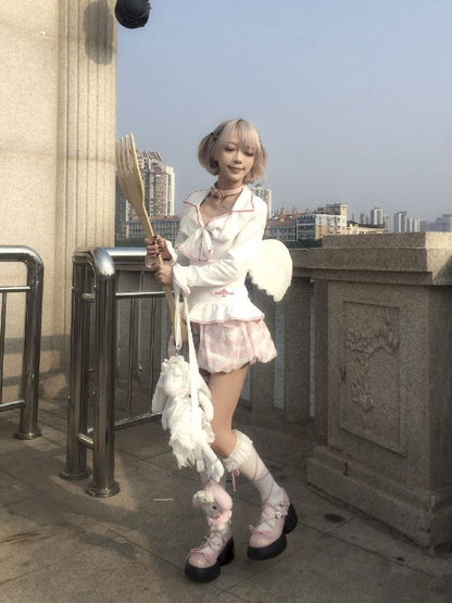 Lace Large Embroidered Bow Tops T-Shirt【s0000011844】