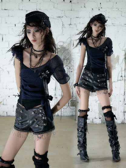 Y2k Retro Asymmetrical Strap T-Shirt【s0000017237】