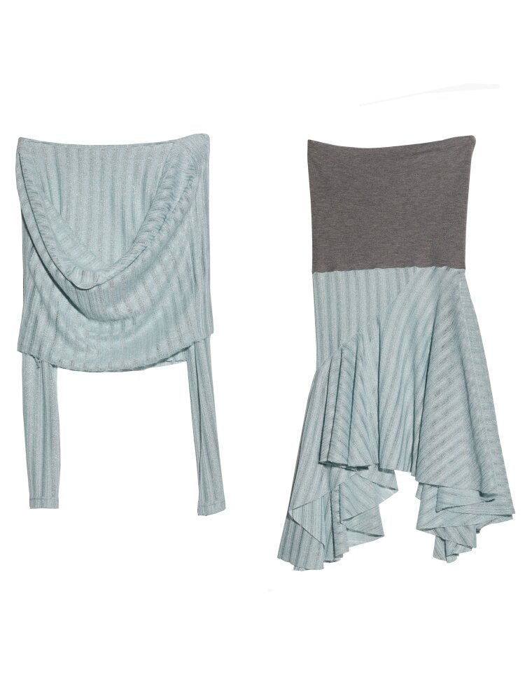 Mint Translucent Swing Collar Skirt【s0000015698】