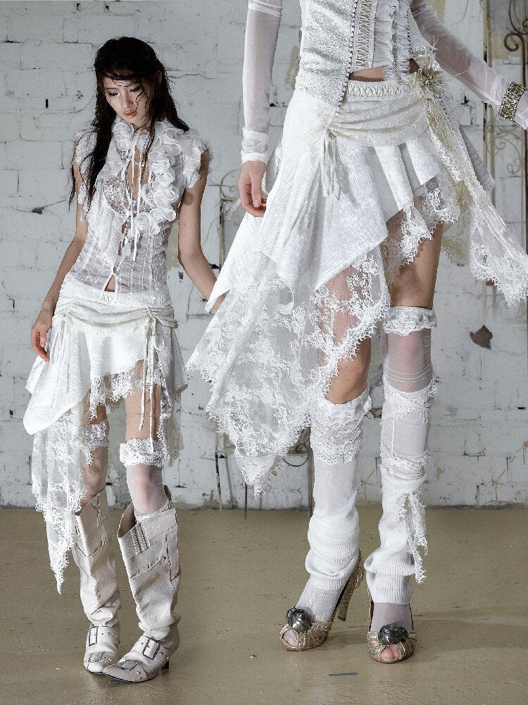 Baroque Velvet Lace A-Line Skirt【s0000016988】