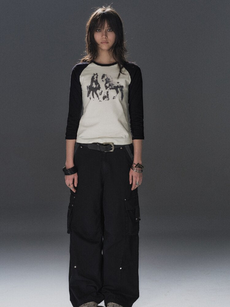 Pony Print Raglan Street T Shirt【s0000016237】
